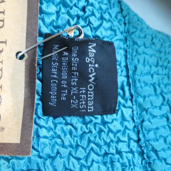 Magic It Fits Woman Bluegreen Crinkle Rhinestone Zip Up Long Sleeve Jacket XL-2X - Picture 8 of 8